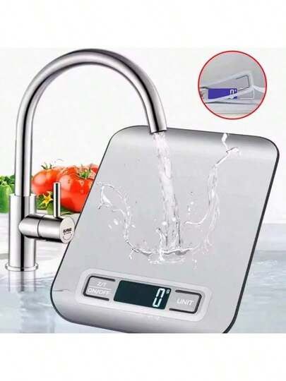 1 chiếc cân nhà bếp điện tử bằng thép không gỉ độ chính xác cao, tải trọng 10kg/22.05lb, có chức năng cân nướng bánh 22.05lb, cân điều chỉnh chế độ ăn uống đa năng, cân điện tử cá nhân, phụ kiện nhà bếp.