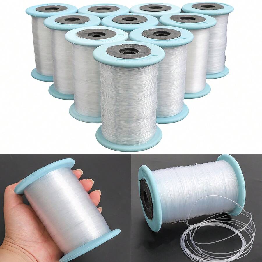 1 Rollo de Cordón Elástico Transparente de Poliéster Multitalla para Cuentas, Cordón Elástico Transparente para Hacer Joyas DIY, Pulseras, Collares y Suministros de Manualidades