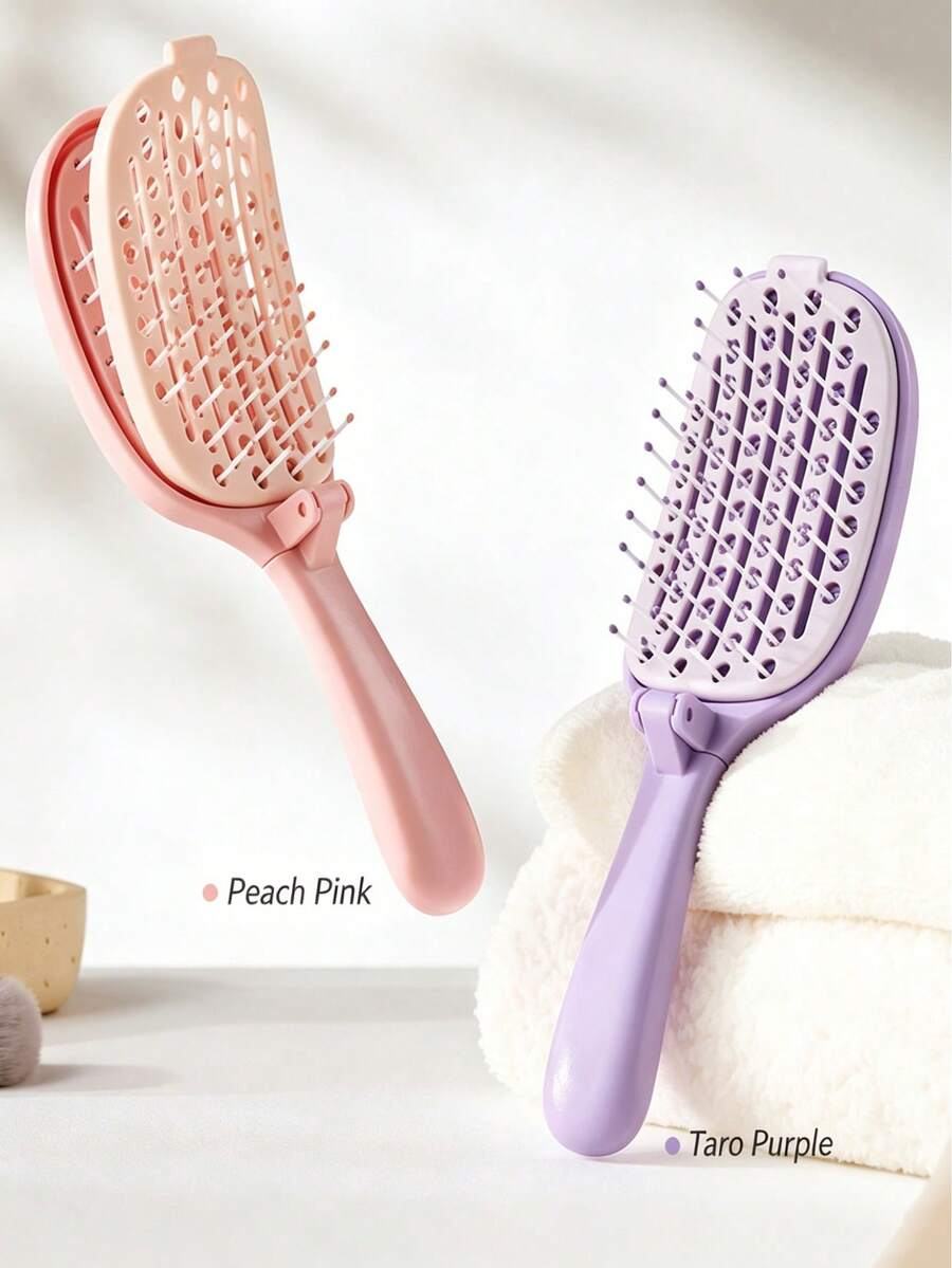 2026 New Fluffy High Crown Comb With Built-In Cleaning Detachable Massage Air Cushion, Foldable Rib Comb, Portable Women's Exclusive Comb, With Cleaning Pad, Foldable, Women's Rib Comb, Suitable For All Hair Types, Travel/Business Trip/Office Use