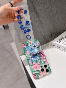 Disney Has Authorized, Phone Case - Chain Set, The Stitch Lilo & Stitch 3D Phone Case Plus A Silicone 3D Stitch Bracelet With Metallic Ring Removable Bracelet, Stitch And Angel Pattern, Compatible With Iphone17/16/15/14/13/12/11/XS/XR/X Plus Pro Max, A Stylish Cartoon Phone Case, The Perfect Gift Choice, Phone Protection, Durable Phone Cover, Great Gift For Friends And Family. - trắng - Xem 3