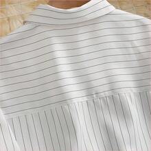 WNS Camisa de mujer de manga larga a rayas, de solapa y abotonada, de uso versátil y casual para primavera - Café integral - Ver 6