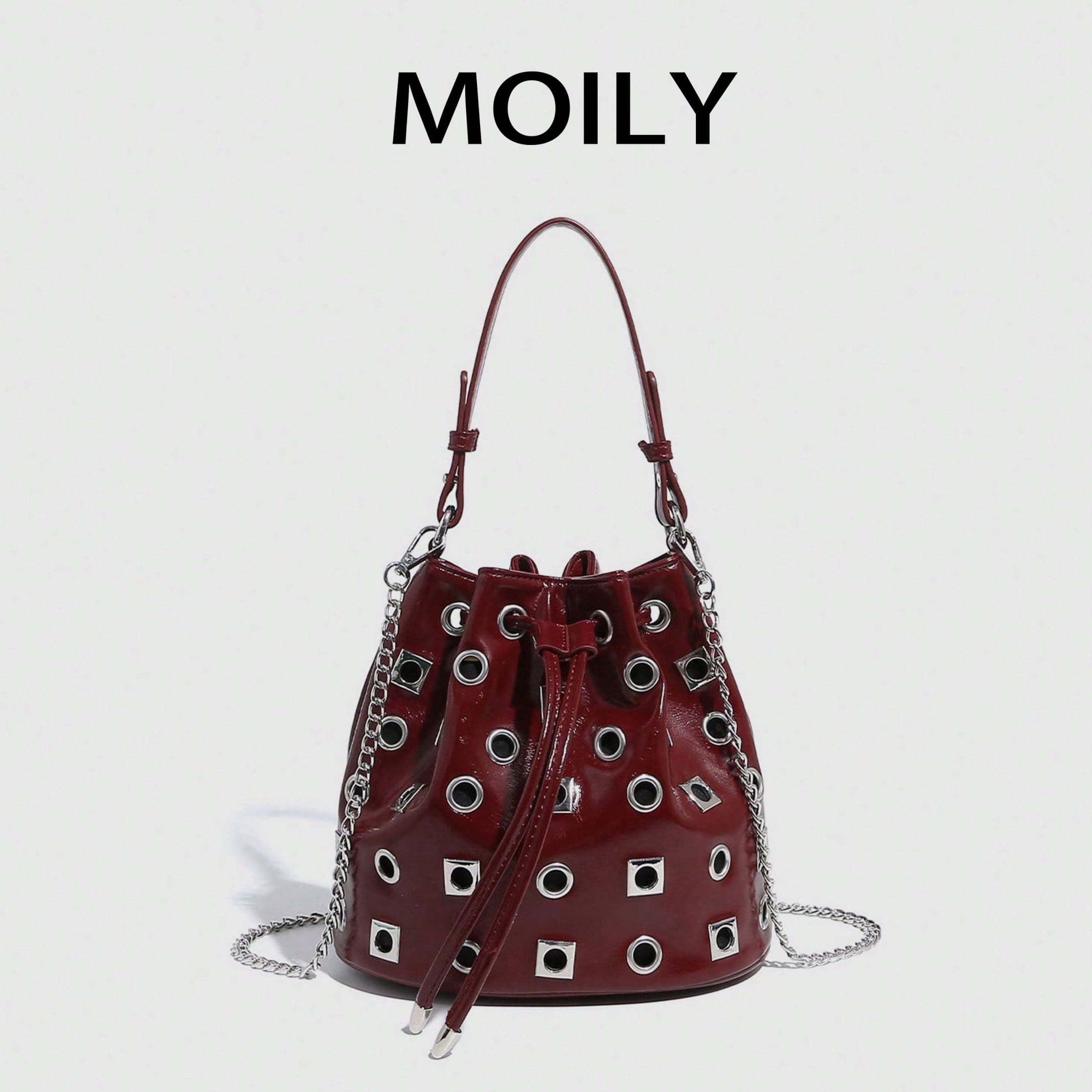 Bolso tipo cubo con remaches para mujer, bolso de mano, bolso de hombro, bolso cruzado, clutch de noche