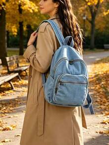 2026 New Minimalist And Versatile Solid Color Corduroy Backpack For Women, Adjustable For Daily Use, School And Travel, Gift - Perunggu - View 5