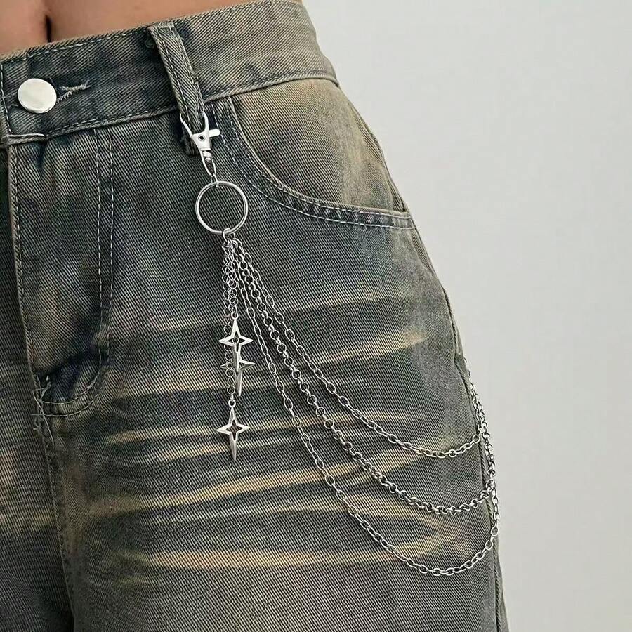 Cadena de pantalón accesorio de cintura de aleación de cielo estrellado multicapa para hombres - pequeña estrella - Ver 1