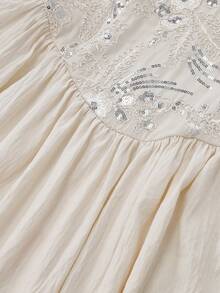 Women's Elegant Embroidered Beaded Waist Ruffle Strap Mini Dress, Solid Color Vintage Elegant Sexy Casual Bohemian Party Woven Fabric White Summer - White - View 8