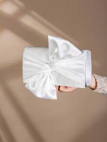 Satin Butterfly Shaped Clutch Bag, Suitable For Balls And Formal Occasions - White - View 3