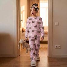 Children's Plush Teddy Pajamas For Winter, Cold Weather, Closed, Nerd Bear - 杏色 - 查看 5