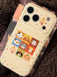 Minimalist & Fashionable Animal & Star Pattern Phone Case Compatible With IPhone 17, 16, 15, 14, 13, 12, 11 - Apricot - View 3