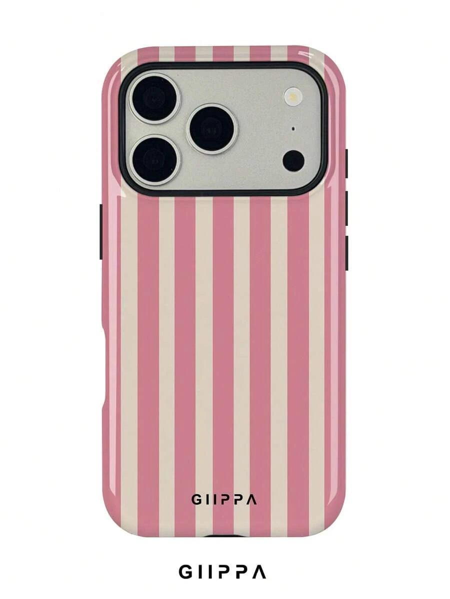 GIIPPA 1个粉色条纹图案手机壳,适用于 17 Pro Max,也适用于 16 Pro Max、15 Pro Max、14 Pro Max,韩版时尚趣味手机壳,兼容11/12/13/14/15/16 Pro Max Plus,男女皆宜的优雅设计,是圣诞节、情人节、复活节、婚礼季和生日送给女友的理想礼物。 - 桃紅色 - 查看 1