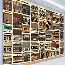 Vintage Audio Party Backdrop, Retro Speaker And Cassette Tape Wall Decor, Multi-Functional Indoor/Outdoor Photography Background, Suitable For Home, Wedding, Birthday, Music Room Art, Event Background - 5 - View 1