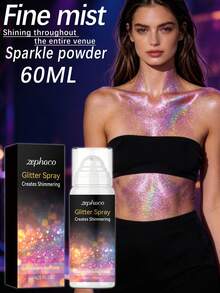 1 Box (60ml) Party Glitter Spray, Skin, Collarbone, Galaxy Highlighter For Party, Date, Wedding, Performance, Shimmery, Long-Lasting, Refreshing, Moisturizing, Glowing Glitter Spray - Baby Pink - View 2