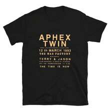 Aphex Twin Flyer T-Shirt For UK Rave, Braindance, Rephlex Records And IDM Music Fans - Black - View 1