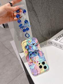 Disney Has Authorized, Phone Case - Chain Set, The Stitch Lilo & Stitch 3D Phone Case Plus A Silicone 3D Stitch Bracelet With Metallic Ring Removable Bracelet, Stitch And Angel Pattern, Compatible With Iphone17/16/15/14/13/12/11/XS/XR/X Plus Pro Max, A Stylish Cartoon Phone Case, The Perfect Gift Choice, Phone Protection, Durable Phone Cover, Great Gift For Friends And Family. - 白色 - 查看 3