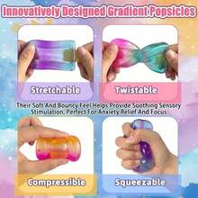 Jucărie squishy anti-stres Ice Pop cu sclipici gradient moale, transparentă, de strâns, în formă drăguțică de înghețată, cadou perfect de Ziua Mamei pentru adulți și colecționari de jucării anti-stres - Multicolor - Vizualizare 5