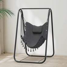Hammock Chair With Stand, Heavy-Duty And Rustproof Hanging Chair With Stand, Hammock Swing Chair Stand, For Indoor Outdoor Patio Yard Garden Porch - Grey - View 3