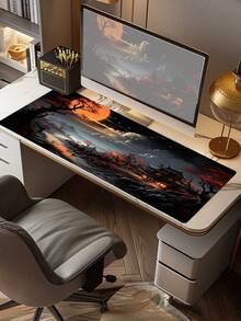 Japanese Temple Red Maple Moon Night Gaming Mouse Pad, Large Extended Desk Mat With Anti-Slip Rubber Base & Locking Edge, Halloween Decorations And Gifts - View 9