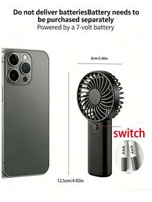 1 pieza Mini ventilador de mano con correa para la muñeca, 1 ajuste de velocidad del viento, requiere baterías AAA (no incluidas) - 4 colores aleatorios - Ver 3