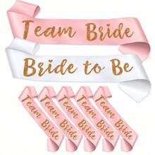 1 Set Of Champagne Pink Sashes With Rose Gold Glitter Lettering, A Unique Bridesmaid/Bridesmaid Belt For Bachelor/Bachelorette Parties, Bridal Parties, Weddings - Multicolor - View 3