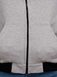Moletom Casaco 3 Ziíper Blusa de Frio Jaqueta Esportiva Agasalho Aberto - Cinza - Visão 5