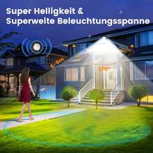 400LED Outdoor Solar Wall Light, With Motion Sensor Lighting, LED Cool White Solar Floodlight, IP65, High Brightness Solar Street Light, Larger Solar Panel, Easy To Install, Super Bright, Auto ON/OFF, For Porch, Courtyard, Garage, Fence, Path - 400LED - View 7