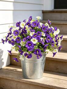 4 Bundles Artificial Flowers For Outdoor Use, Faux Morning Glory Spring Flowers, UV Resistant Faux Plastic Flowers, Suitable For Outdoor Indoor Porch Flower Pots Front Door Garden Patio Window Box Home Decor - Multicolor - View 4