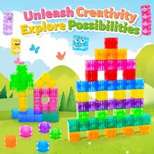 35/75pcs Transparent Magnetic Building Blocks Set, Kids Magnetic Puzzle Blocks, Portable Travel Toy, Rainbow Magnetic Cubes, Educational Toy For Boys And Girls, Random Colors - 彩色 - 查看 3