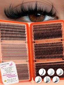 720/708/684 قطعة كتاب عناقيد رموش D Curl، رموش روسية حجم 3D ناعمة وفضفاضة بطول 10-18 مم بأنماط مختلطة، طقم إطالة رموش DIY محمول عالي الجودة، سهل التطبيق في المنزل، رموش مثالية لإطلالات حفلات يومية - متعدد الألوان - مشاهدة 4