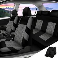 Full Set Women's Universal Car Front And Rear Seat Covers, Fluffy Steering Wheel Cover, Wool Handbrake And Gear Shift Cover, Hanging Accessory Bracket Ring Badge Sticker - Embossing - View 9