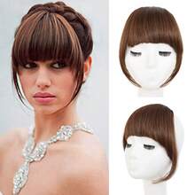 Synthetic Fiber French Bangs Clip-In Hair Piece, Lightweight Front Hair Extensions With Sideburns, For Women, Pure Black, Halloween - Multicolor - View 17