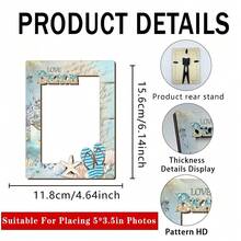 1pc Starfish Shaped Wooden Photo Frame, Retro Distressed Style Desktop Display Stand, Suitable For Vacation Photo Preservation, Beach House Decor, Living Room Display Cabinet, Durable Wooden Home Decor To Capture Seaside Moments And Convey Vacation Atmosphere - 1PC - View 3