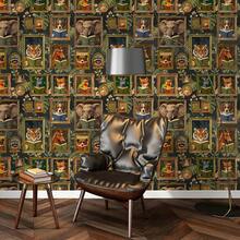 1 Roll Vintage Animal Pattern Self-Adhesive Wall Wallpaper, Peel And Stick Removable Wallpaper, Fun Reading Animal Wall Decal, Dark Academia Library Style, Suitable For Living Room, Bedroom, Study, Home Decor, Classroom, Cabinet, Niche, Bookshelf, Furniture Refurbishment, Decorative Wall Wallpaper, 17.32in Wide, DIY Decorative Sticker - Animal - View 4