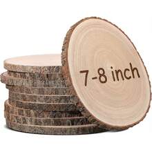 1/2/10pcs Natural Paulownia Wood Slices, Large Round Wood Slabs With Bark, Rustic Wedding Centerpieces, Cake Stand, Table Chargers, Unfinished Wood Circles For DIY Crafts & Christmas Decor - A - 查看 17