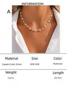 1pc Four-Leaf Clover Necklace, Minimalist Chain Necklace Jewelry, Suitable For Daily Wear And Parties, Fashion Accessory Gift For Women - Multicolor - View 7
