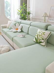 1pc Capa de sofá elástica refrescante em material de seda de gelo, refrescante no verão, resistente a sujidade, durável, lavável na máquina, não desbota, decoração para sala de estar interior, pátio exterior e férias, adequada para sofá reclinável em L de 1/2/3/4 lugares, capa para braço e encosto - Verde - Ver 6