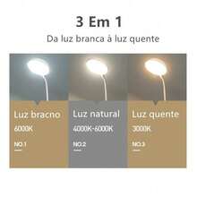 Luminária Abajur de Mesa  Sensor Led 3 Modos - Multicolorido - Visão 4