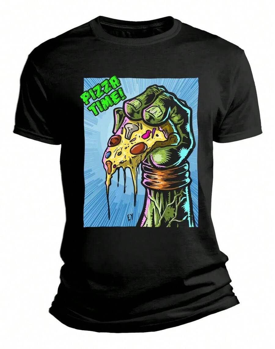 Pizza Time Mutant Turtles T-Shirt - Black - View 1