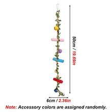 1pc Random Color Parrot Climbing Ladder Bird Climbing Rope With Artificial Leaves, Bells And Wooden Chewable Perch, Boredom Relief Bird Chewing Toy, Suitable For Budgies, Cockatiels And Lovebirds, Bird Cage Decoration Bird Cage Accessories - View 9