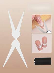 1/2 Stücke doppelseitiges French Tip Katzenaugen Nagelmagnet Set, verdicktes starkes magnetisches Maniküre-Werkzeug, schneller präziser Farbverlaufseffekt für Anfänger & Salon - Verschiedenfarbig - Übersicht 1