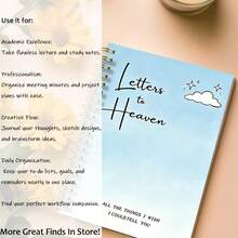 DANPERJI 1PC A5 Back To School Sky Cloud Letters Ascending Mourning Diary - Spiral Notebook, Lined Pages, Sympathy Gift For A Loved One's Passing, Memorial Notebook School Supplies - Sky - View 6