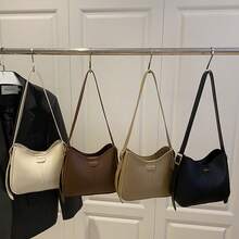Bolso de cuero genuino de lujo, clásico y elegante, adecuado para uso diario y ceremonias. Bolso de hombro y bandolera tipo cubo con colgante, de gran capacidad, color sólido, textura casual vintage, nueva moda para mujer 2026. - Adorno de pompón color caqui - Ver 3