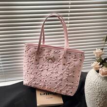 Bolso de Mano de Cuero Genuino de Lujo, Clásico y Elegante, Adecuado para Uso Diario y Ceremonias, con Lazo de Moda de Lunares 2026, Nuevo, de Gran Capacidad, Casual, Simple, para Viajes Diarios, de Hombro Único, para Mujer - Negro - Ver 4