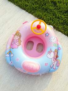 Macaron Gradient Glitter Swim Ring, Transparent Inflatable Pool Float With Gold Sequins, Thickened PVC Summer Water Gear, Back To, First Day Of School - Multicolor - View 8
