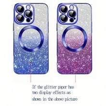 1pc Hadaasi Sapphire Blue Electroplated Magnetic Gradient Rhinestone Paper Brushed Space Case With Built-In Lens Protector Film, 2-In-1 Ultra-Thin Phone Case Compatible With Apple 17E/17Pro/17ProMax/Air/17/16Pro/16ProMax/16Plus/16/15Pro/15ProMax/15Plus/15/14Pro/14ProMax/14Plus/14/13Pro/13ProMax/13/12Pro/12ProMax/12/11ProMax/11/11Pro - Royal Blue - View 10