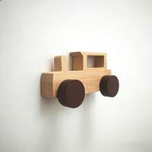 1pc Wooden Car Model Wall Hanging Hook Rack, Entryway Closet Fixed Hole Hook, Suitable For Bedroom And Living Room - Multicolor - View 16