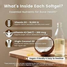 Vitamin D3 K2 10000 , 300 Virgin Coconut Oil Softgels, 2In1 Vitamins Supplement D& K, Dietary Supplemental Pack, Free Shipping, Daily Health Care, For Women, Quick Ship - 2pcs - 查看 3