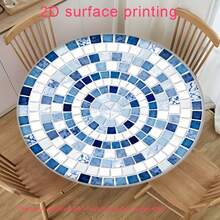1 pièce Nappe ronde élastique imprimée de mosaïque bleue et blanche méditerranéenne, housse de table résistante aux plis pour patio/fête à la plage/maison d'hôte bohème/camping en plein air - matériau en polyester durable, taille standard, facile à nettoyer pour la cuisine, la salle à manger, le pique-nique en plein air, la décoration de fête de jardin, nappe de style rustique, tissu de décoration pratique pour la maison - Multicolore - Voir 15