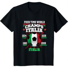 Italy Football Shirt With Cup Years For Italian Football Fans ALSY - 黑色 - 查看 1