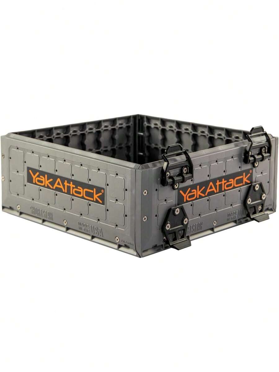 ShortStak Upgrade Kit BlackPak Pro 13x 13 - Battleship Stackable Kayak Crate Add-On With GridLoc Panels, Hinges Latches Not Standalone Made In USA - Battleship Grey - View 1