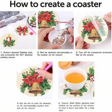 5D DIY 鑽石畫杯墊套組,適合初學者與成人,繪畫手工藝與縫紉用品,適用於居家裝飾、婚禮配件、派對小禮物玩具,聖誕禮物 - 彩色 - 查看 7