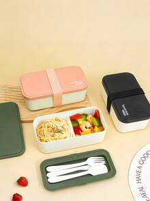 Caja bento con compartimentos estilo japonés, caja de almuerzo a prueba de fugas con utensilios, apta para microondas, contenedor de comida portátil para trabajadores de oficina, estudiantes, campamento al aire libre, color aleatorio - Multicolor - Ver 10